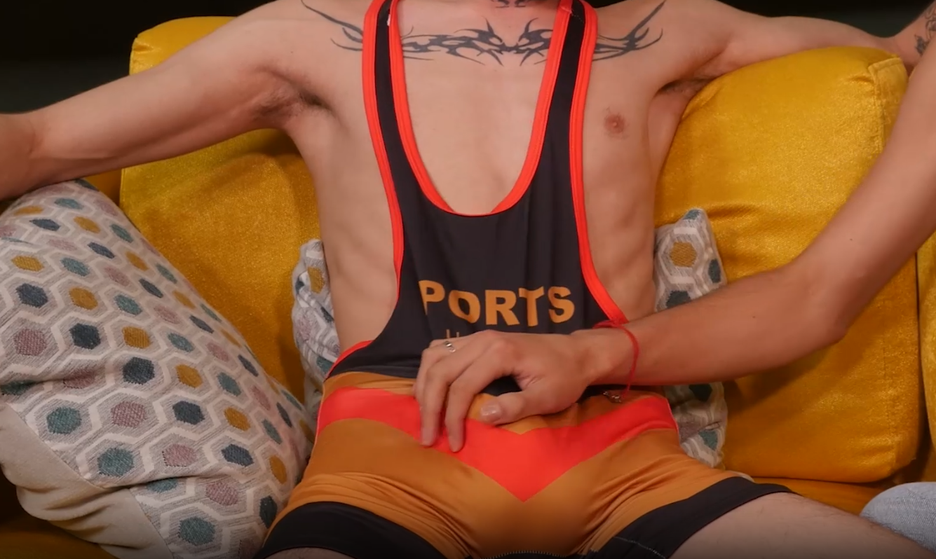 Twink shows his wrestling moves by moving on the cock